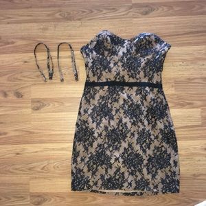 Haute Hippie Removable Strap Lace Dress